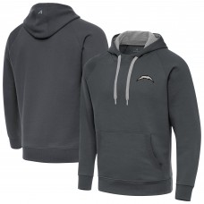 Los Angeles Chargers Antigua Charcoal Brushed Carbon Victory Pullover Hoodie