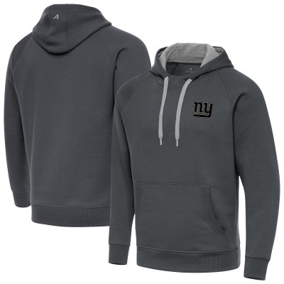 New York Giants Antigua Charcoal Brushed Carbon Victory Pullover Hoodie