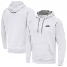 New York Jets Antigua White Brushed Carbon Victory Pullover Hoodie New York Jets Antigua White Brushed Carbon Victory Pullover Hoodie