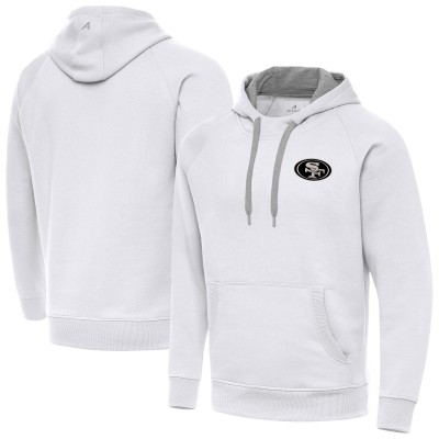 San Francisco 49ers Antigua White Brushed Carbon Victory Pullover Hoodie