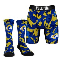 Los Angeles Rams Rock Em Socks Team Armor Underwear and Crew Socks Combo Pack - Royal