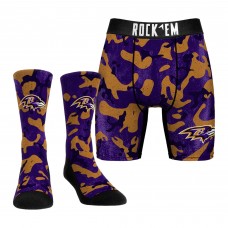 Baltimore Ravens Rock Em Socks Purple Team Armor Underwear and Crew Socks Combo Pack