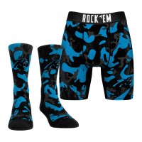 Carolina Panthers Rock Em Socks Blue Team Armor Underwear and Crew Socks Combo Pack