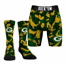 Green Bay Packers Rock Em Socks Green Team Armor Underwear and Crew Socks Combo Pack