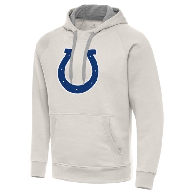 Indianapolis Colts Antigua Cream Victory Raglan Pullover Hoodie