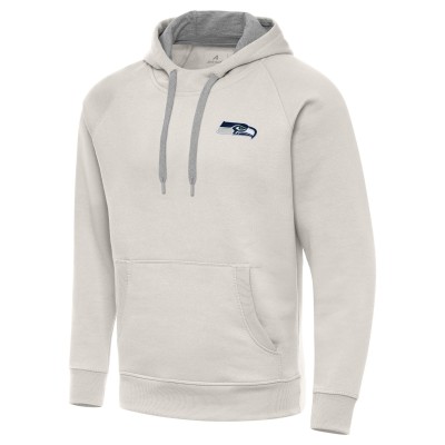 Seattle Seahawks Antigua Cream Victory Raglan Pullover Hoodie