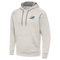 Miami Dolphins Antigua Cream Victory Raglan Pullover Hoodie