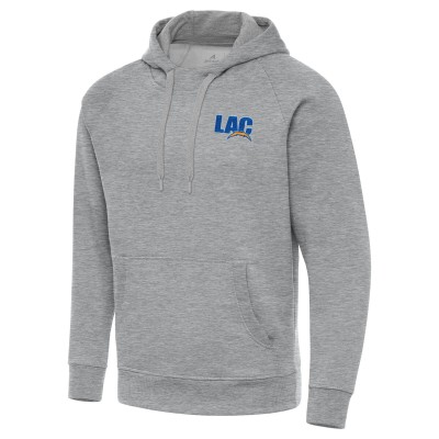 Los Angeles Chargers Antigua Heather Gray Victory Pullover Hoodie