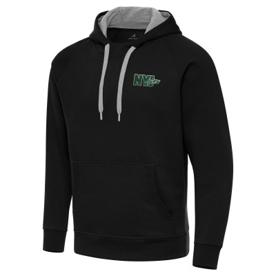 New York Jets Antigua Black Victory Pullover Hoodie