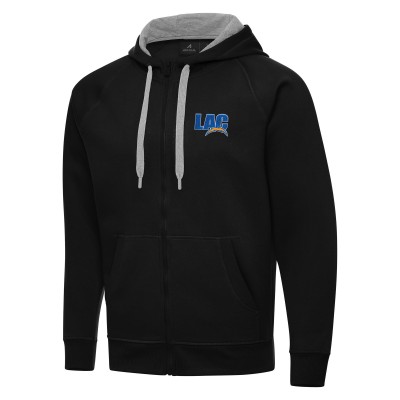 Los Angeles Chargers Antigua Black Victory Full-Zip Hoodie