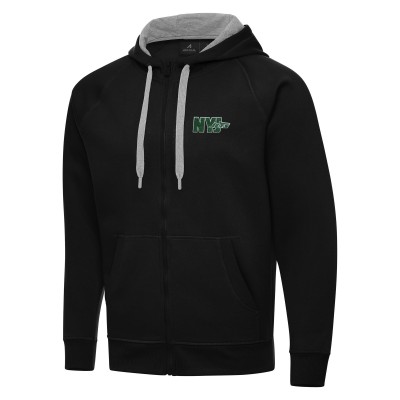 New York Jets Antigua Black Victory Full-Zip Hoodie