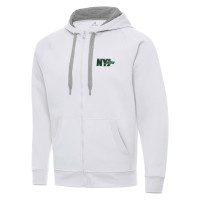 New York Jets Antigua White Victory Full-Zip Hoodie