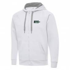 New York Jets Antigua White Victory Full-Zip Hoodie New York Jets Antigua White Victory Full-Zip Hoodie