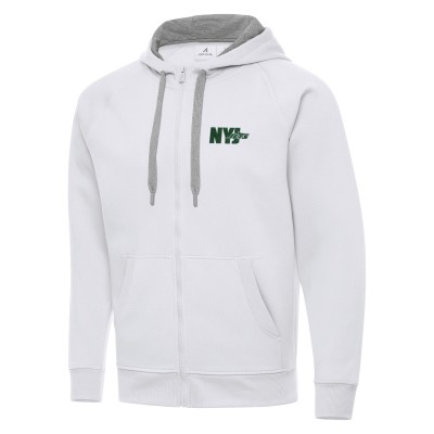 New York Jets Antigua White Victory Full-Zip Hoodie