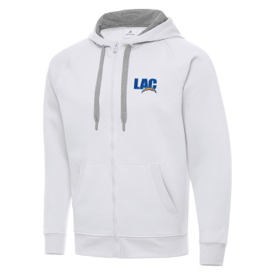 Los Angeles Chargers Antigua White Victory Full-Zip Hoodie