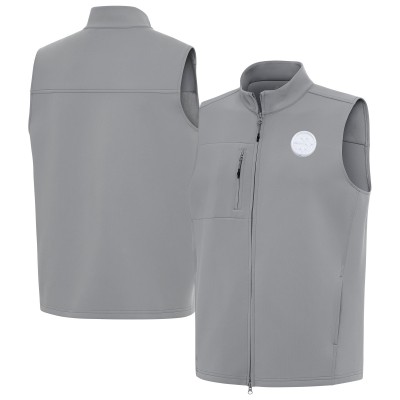 Pittsburgh Steelers Antigua Gray Demand Full-Zip Vest
