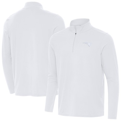 New England Patriots Antigua White Intent Quarter-Zip Jacket