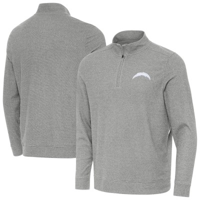 Los Angeles Chargers Antigua Heather Gray Subtle Quarter-Zip Jacket