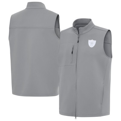 Las Vegas Raiders Antigua Gray Demand Full-Zip Vest