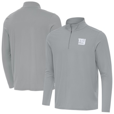 New York Giants Antigua Gray Intent Quarter-Zip Top