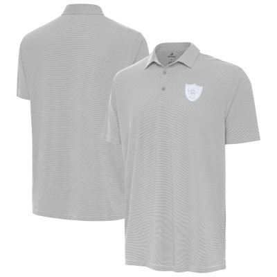 Las Vegas Raiders Antigua Gray Twine Polo