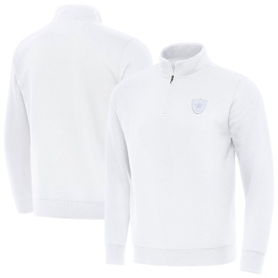 Las Vegas Raiders Antigua White Victory Quarter-Zip Top
