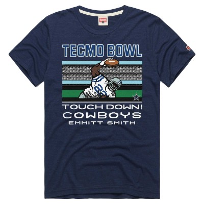 Футболка Dallas Cowboys Emmitt Smith Homage Navy Tecmo Bowl Retired Player Graphic Tri-Blend