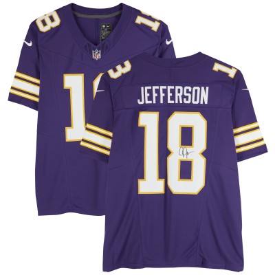 Justin Jefferson Minnesota Vikings Autographed Fanatics Authentic Purple Nike Throwback Limited Jersey