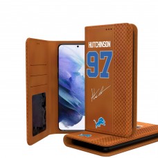 Detroit Lions Aidan Hutchinson Keyscaper Brown Galaxy Folio Case