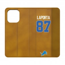 Detroit Lions Sam LaPorta Keyscaper Brown Folio iPhone Case