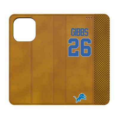 Detroit Lions Jahmyr Gibbs Keyscaper Brown Folio iPhone Case