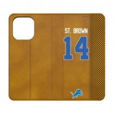 Detroit Lions Amon-Ra St. Brown Keyscaper Brown Folio iPhone Case