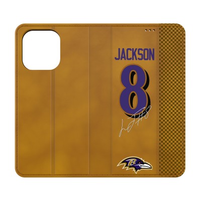 Baltimore Ravens Lamar Jackson Keyscaper Brown Folio iPhone Case