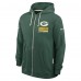 Толстовка на молнии Green Bay Packers Nike Green Sideline Standard Issue Utility Player Dri-FIT