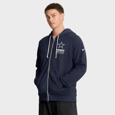 Толстовка на молнии Dallas Cowboys Nike Navy Sideline Standard Issue Utility Player Dri-FIT