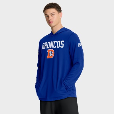 Футболка с длинным рукавом с капюшоном Denver Broncos Nike Royal Sideline Pass Accuracy Dri-FIT