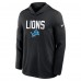 Футболка с длинным рукавом с капюшоном Detroit Lions Nike Black Sideline Pass Accuracy Dri-FIT