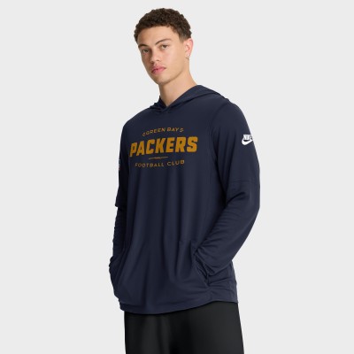 Футболка с длинным рукавом с капюшоном Green Bay Packers Nike Navy The 1923 Classic Pass Accuracy Dri-FIT