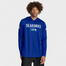 Seattle Seahawks Nike Royal Sideline Pass Accuracy Dri-FIT Long Sleeve Hoodie T-Shirt Seattle Seahawks Nike Royal Sideline Pass Accuracy Dri-FIT Long Sleeve Hoodie T-Shirt