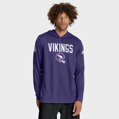 Футболка с длинным рукавом с капюшоном Minnesota Vikings Nike Purple Sideline Pass Accuracy Dri-FIT
