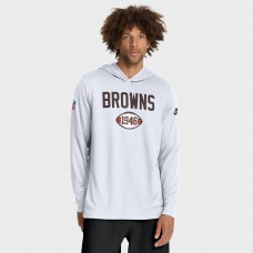 Футболка с длинным рукавом с капюшоном Cleveland Browns Nike White Sideline Pass Accuracy Dri-FIT