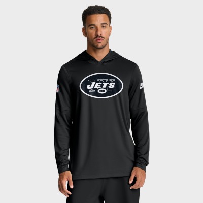 New York Jets Nike Black Sideline Pass Accuracy Dri-FIT Long Sleeve Hoodie T-Shirt