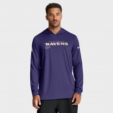 Футболка с длинным рукавом с капюшоном Baltimore Ravens Nike Purple Sideline Pure Fury Performance