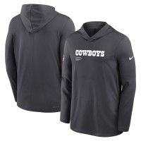 Футболка с длинным рукавом с капюшоном Dallas Cowboys Nike Anthracite Sideline Pure Fury Performance