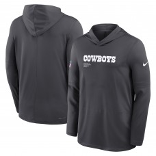 Футболка с длинным рукавом с капюшоном Dallas Cowboys Nike Anthracite Sideline Pure Fury Performance
