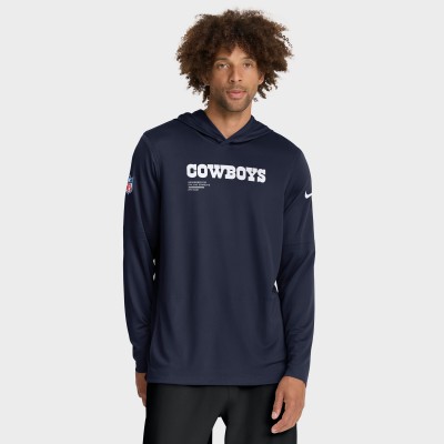Футболка с длинным рукавом с капюшоном Dallas Cowboys Nike Navy Sideline Pure Fury Performance
