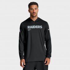 Футболка с длинным рукавом с капюшоном Las Vegas Raiders Nike Black Sideline Pure Fury Performance