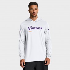 Футболка с длинным рукавом с капюшоном Minnesota Vikings Nike White Sideline Pure Fury Performance