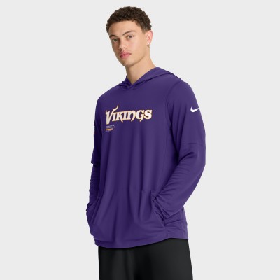Футболка с длинным рукавом с капюшоном Minnesota Vikings Nike Purple Sideline Pure Fury Performance