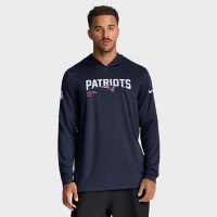 Футболка с длинным рукавом с капюшоном New England Patriots Nike Navy Sideline Pure Fury Performance
